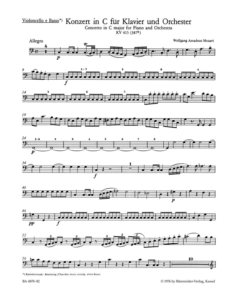 Concerto for Piano and Orchestra No. 13 in C major K. 415